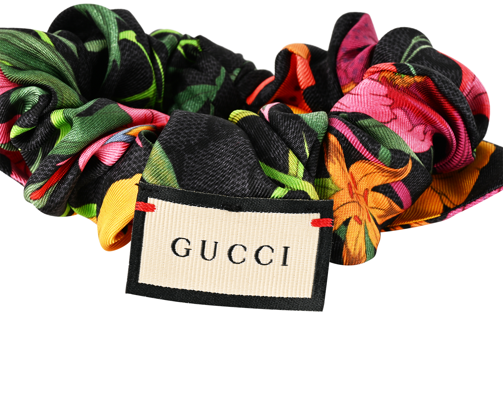 Gucci Scrunchie Set, &pound;195, Accessories, Black/Green/Orange/Pink, Silk, Other view
